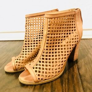 Brown Leather Caged Booties
